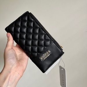 NEW Guess Black Hailey Double Zip Wallet